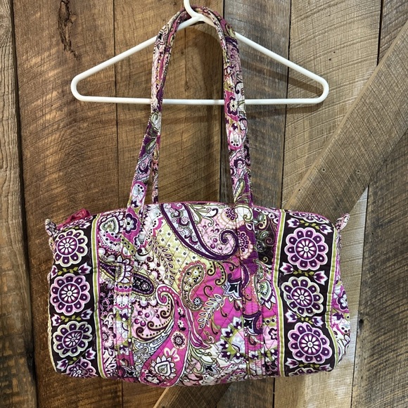 Vera Bradley Medium Duffel Bag Straps Retired Print Very Berry Paisley 12” X 20” - Picture 1 of 12